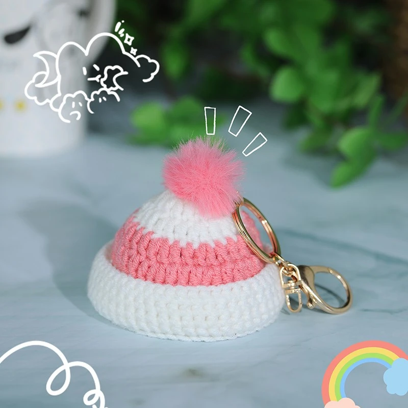 Crocheted Pink Hat Keychain Crochet Octopus Keychain factory
